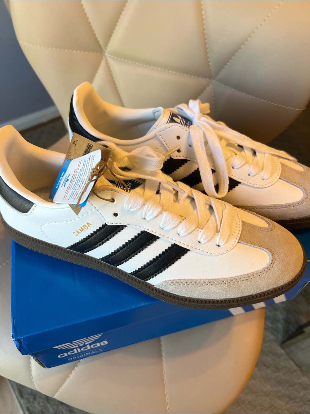 adidas Samba Sneakers - White/Black with Gum Sole Brand new! 10